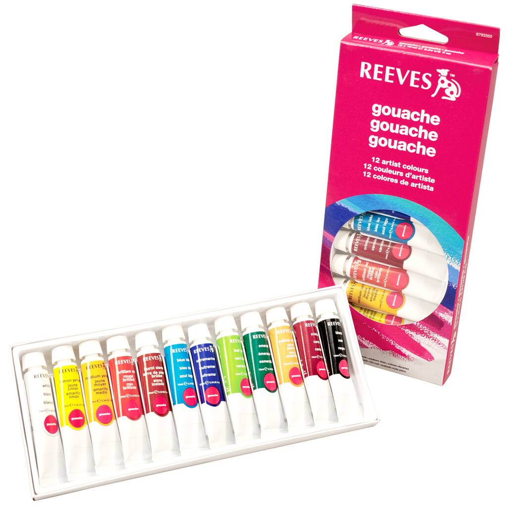 Reeves Gouache Color Set, 12 Count Contents Reeves Gouache Color Set, 12 Count Contents